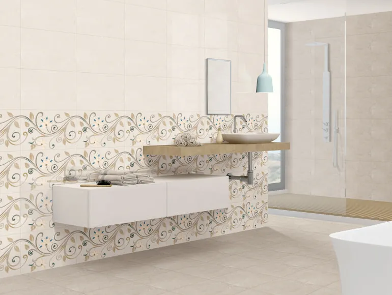 SBG Beige LT Desert tile for marble bathroom design with a sink and window styling